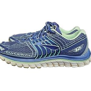 Brooks Glycerin 12 3-D Blue Print Athletic Running Shoes Women's Size 8.5